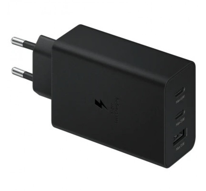 Samsung Зарядний пристрій Samsung 2xUSB-С 65W PD PPS/USB-A Black (EP-T6530NBEGEU)