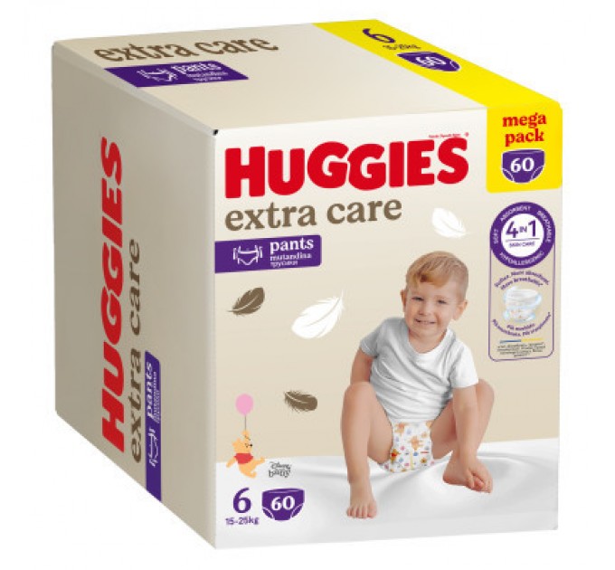 Підгузки Huggies Extra Care Розмір 6 (15-25кг) Pants Box 60 шт (5029053582429)