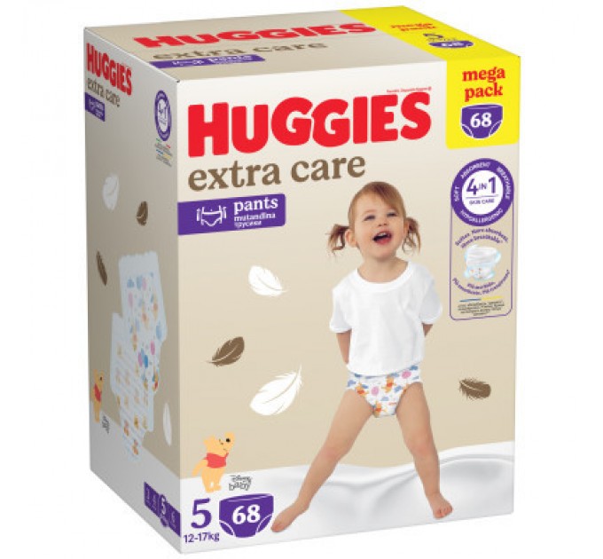 Підгузки Huggies Extra Care Розмір 5 (12-17кг) Pants Box 68 шт (5029053582412)