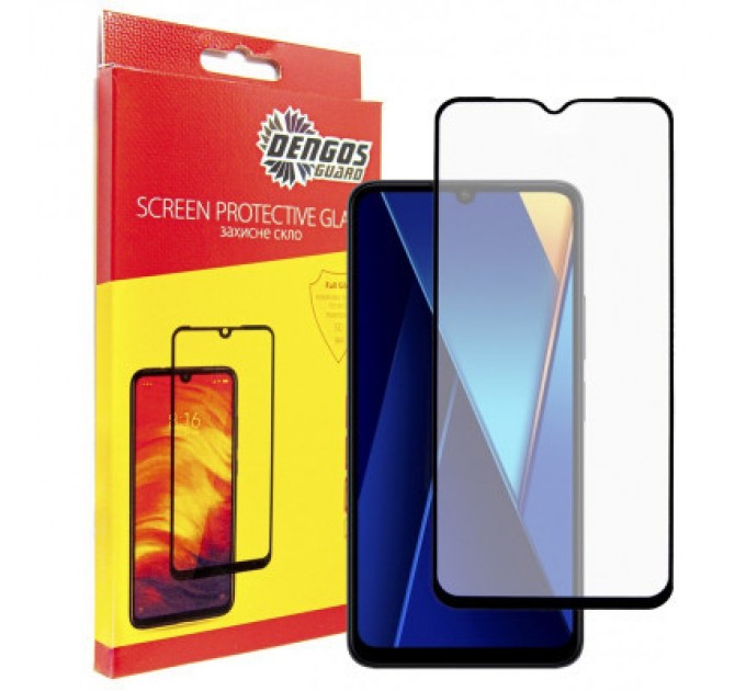 Скло захисне Dengos Full Glue POCO C65 (black) (TGFG-352)