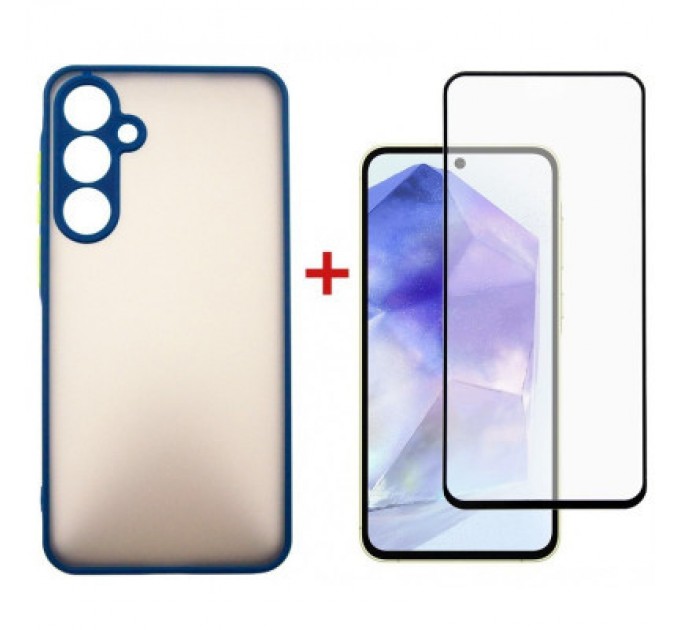 Dengos Чохол до мобільного телефона Dengos Samsung Galaxy A55 5G + Glass Blue (DG-KM-93)
