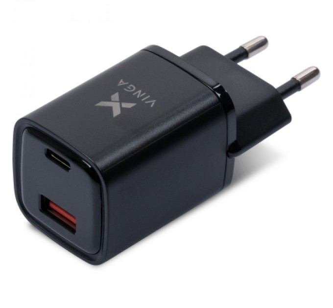 Vinga Зарядний пристрій Vinga USB-C PD30W + USB-A QC30W Display 33W Max (VCR30ACDB)