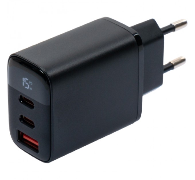 Vinga Зарядний пристрій Vinga 2xUSB-C PD30W + USB-A QC30W Display 30W Max (VCR30ACCDB)