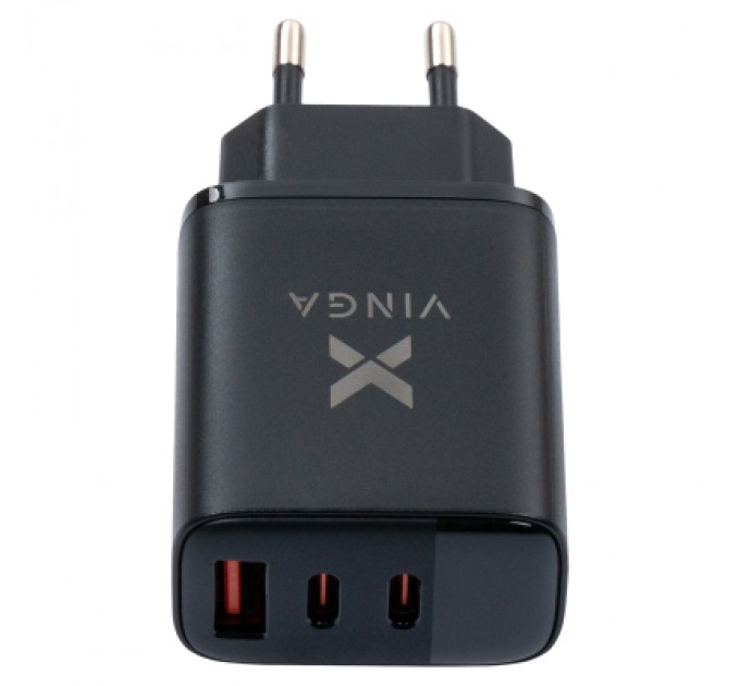 Vinga Зарядний пристрій Vinga 2xUSB-C PD30W + USB-A QC30W Display 30W Max (VCR30ACCDB)