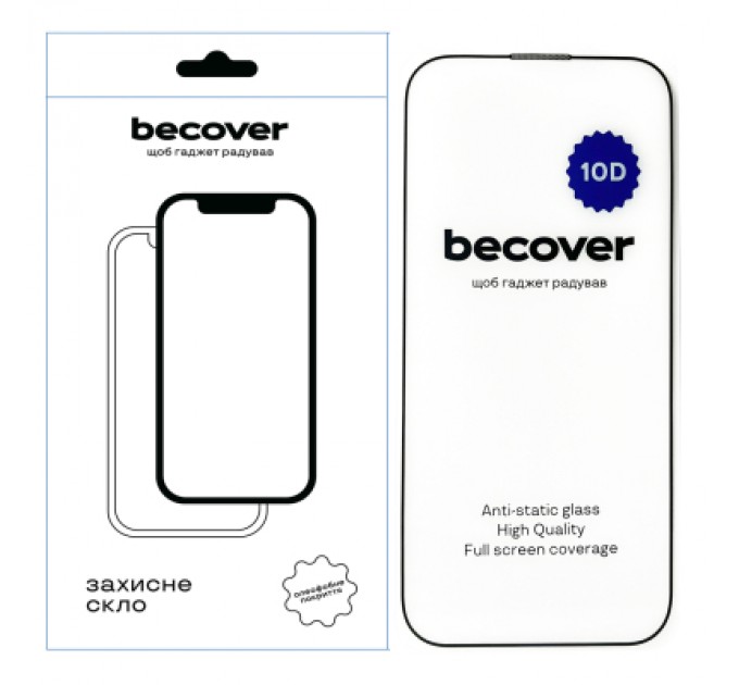 BeCover Скло захисне BeCover Apple iPhone 14 Pro Max 10D Black (711328)