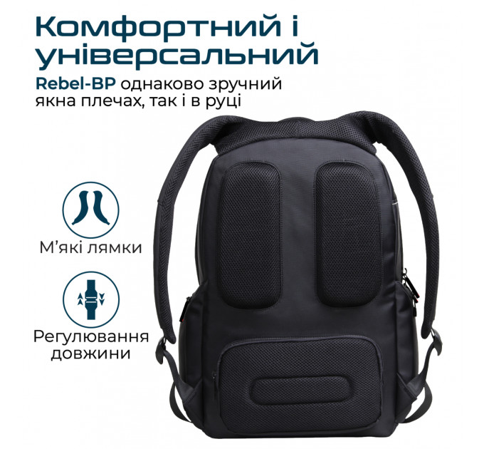 Рюкзак для ноутбука Promate Rebel-BP Black