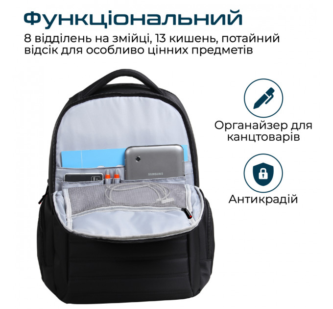 Рюкзак для ноутбука Promate Rebel-BP Black
