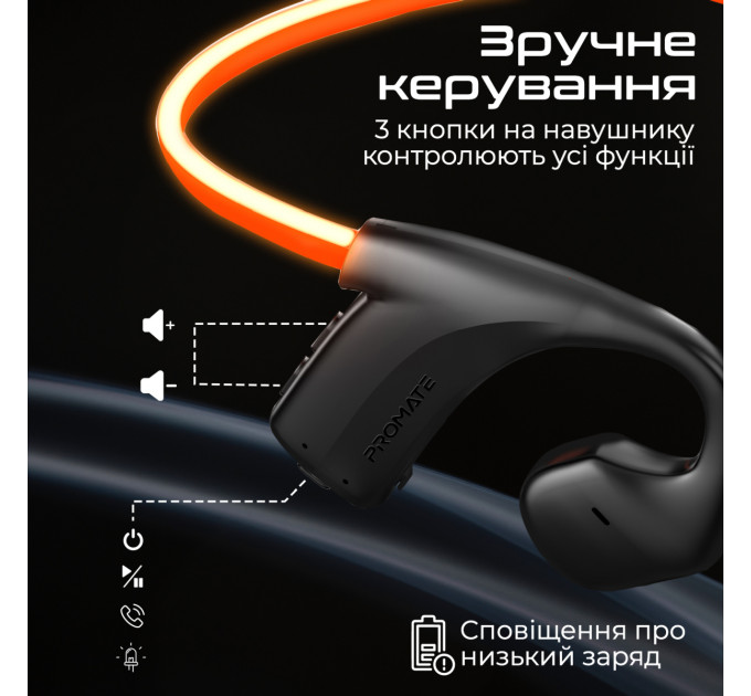 Bluetooth-гарнітура Promate RippleGlow Black