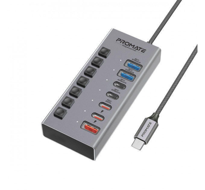Концентратор USB Type-C Promate Gegahub-10G 7 in 1 Grey (gegahub-10g)