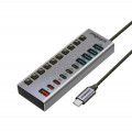 Концентратор USB Type-C Promate Gegahub-5G 10 in 1 Grey (gegahub-5g)