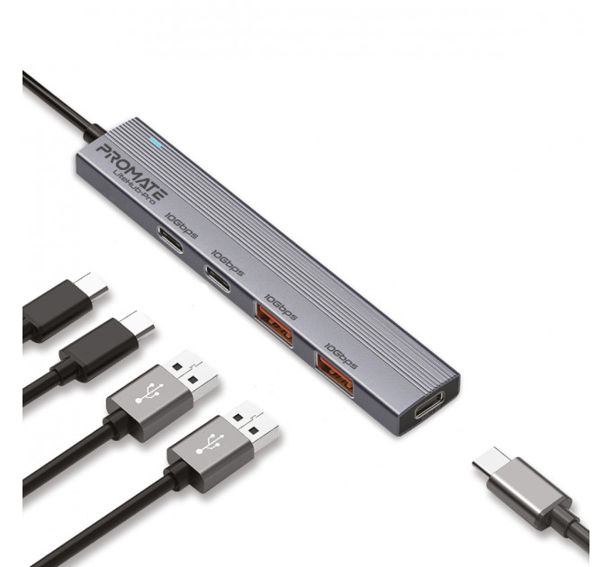Концентратор USB Type-C Promate LiteHub-Pro 4 in 1 Grey (litehub-pro)