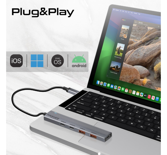 Концентратор USB Type-C Promate LiteHub-Pro 4 in 1 Grey (litehub-pro)