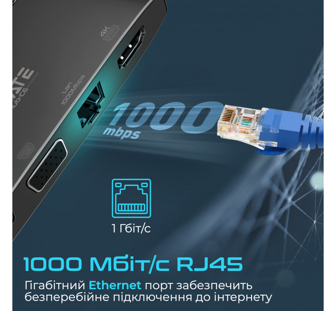Концентратор USB Type-C Promate MediaHub-C6 6 in 1 Black (mediahub-c6.black)