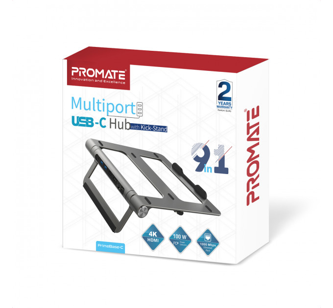 Концентратор USB Type-C Promate PrimeBase-C 9 in 1 Grey (primebase-c.grey)