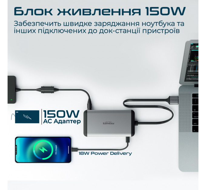 Концентратор USB Type-C Promate VersaHub 13 in 1 Grey (versahub-mst.grey)