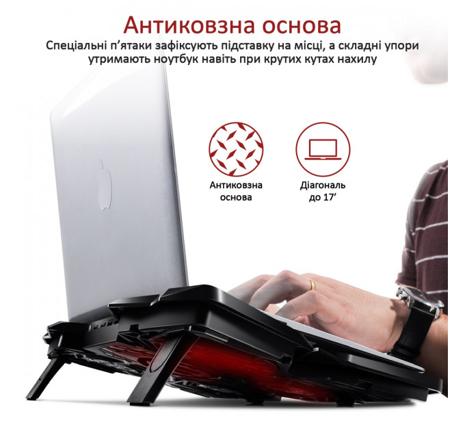 Охолоджуюча пiдставка для ноутбука Promate AirBase-3 Black