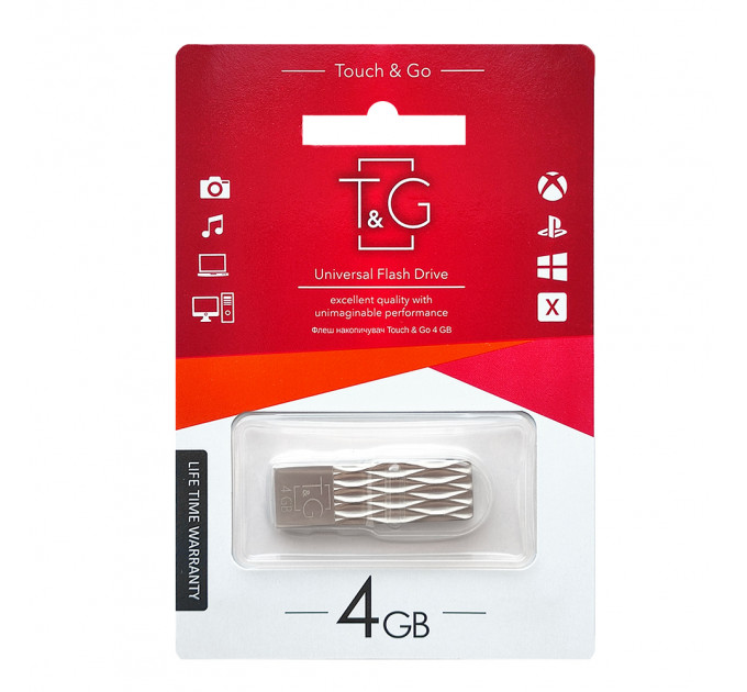 Флеш-накопичувач USB 4GB T&G 103 Metal Series Silver (TG103-4G)