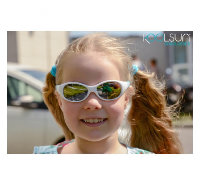 Дитячі сонцезахисні окуляри Koolsun Flex біло-бірюзові 3+ (KS-FLWA003)