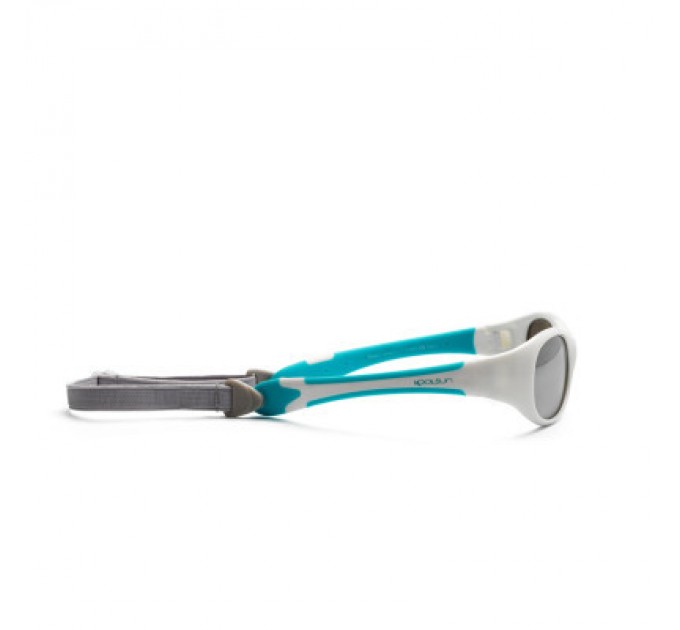 Дитячі сонцезахисні окуляри Koolsun Flex біло-бірюзові 3+ (KS-FLWA003)