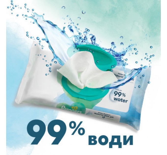 Pampers Дитячі вологі серветки Pampers Harmonie Aqua 48 шт (8006540458563)