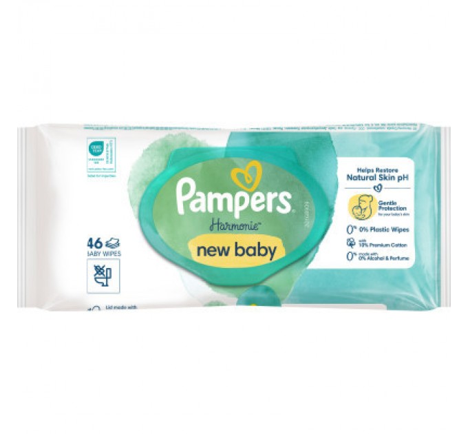Pampers Дитячі вологі серветки Pampers Harmonie New baby 46 шт (8006540815885)