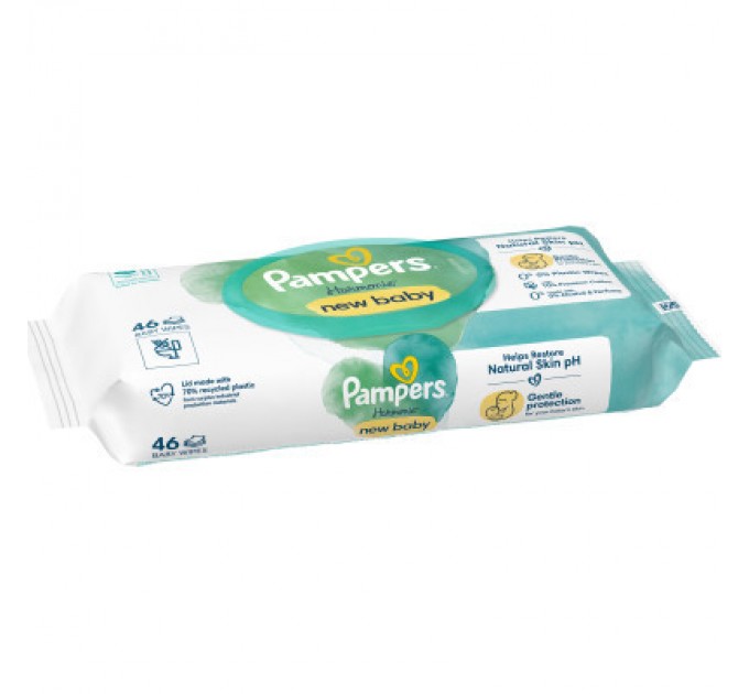 Pampers Дитячі вологі серветки Pampers Harmonie New baby 46 шт (8006540815885)