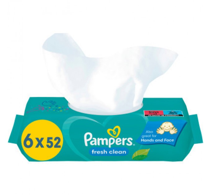 Pampers Дитячі вологі серветки Pampers Fresh Clean 6 пачок х 52 шт (8001841078175)