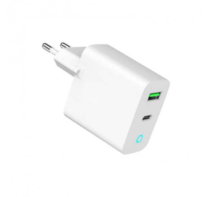 Gembird Зарядний пристрій Gembird 1xUSB-A + 1 Type-C (PD20Вт + QC3.0 18Вт) white (TA-UC-PDQC20L-W-01)