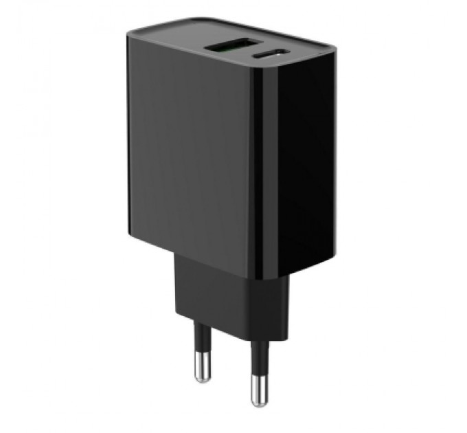 Gembird Зарядний пристрій Gembird 1xUSB-A + 1 Type-C (PD20Вт + QC3.0 18Вт) black (TA-UC-PDQC20-01-BK)