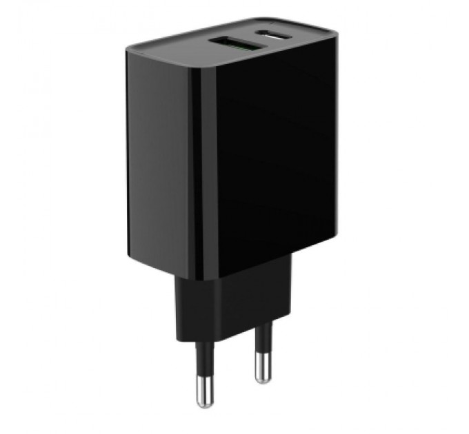 Gembird Зарядний пристрій Gembird 1xUSB-A + 1 Type-C (PD20Вт + QC3.0 18Вт) black (TA-UC-PDQC20-01-BK)