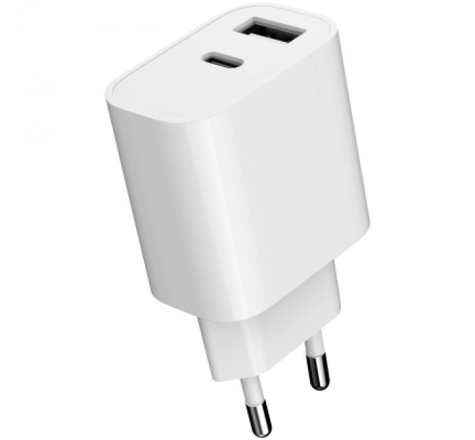 Gembird Зарядний пристрій Gembird 1xUSB-A+1xUSB-C 5V/2.4A (12W) white (TA-UC-2AC12-01)