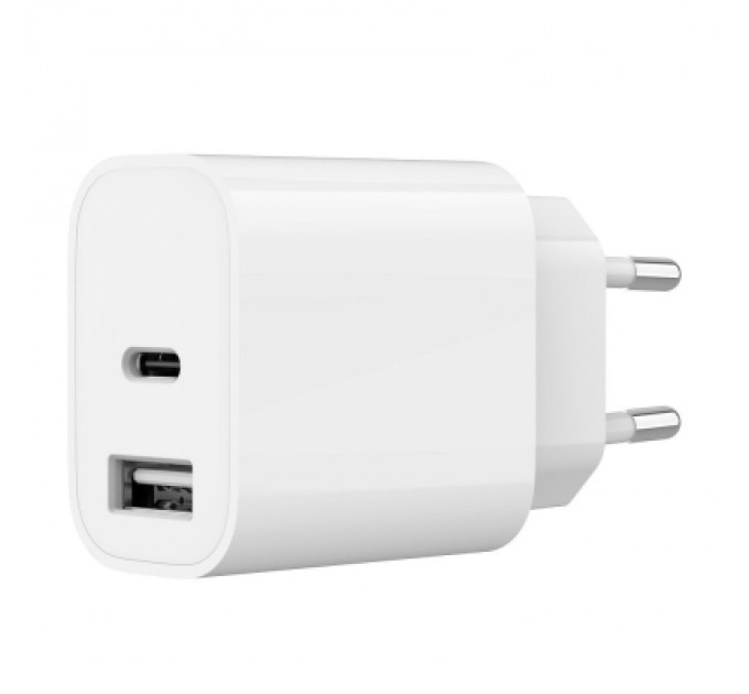 Gembird Зарядний пристрій Gembird 1xUSB-A+1xUSB-C 5V/2.4A (12W) white (TA-UC-2AC12-01)