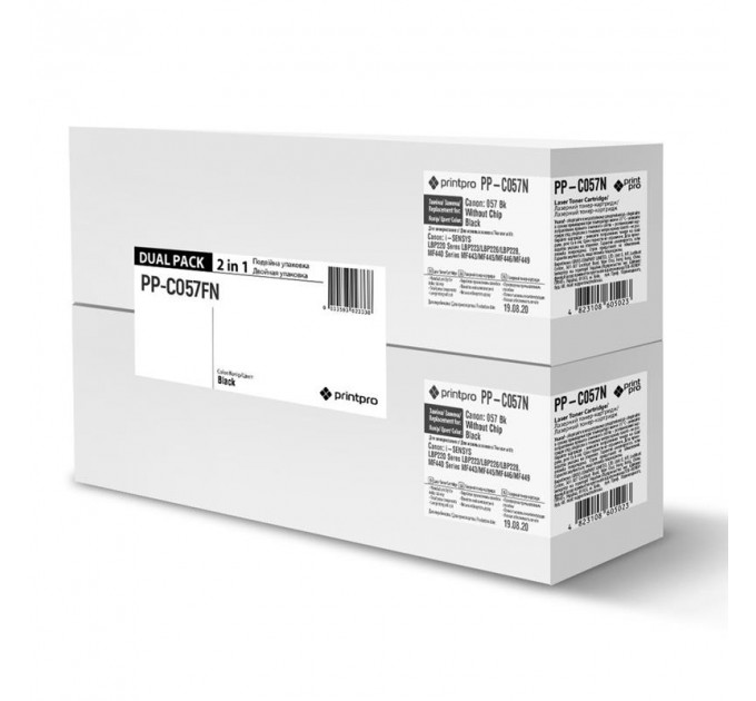 Картридж PrintPro (PP-C057FN) Canon LBP223dw/226dw/228x/MF443dw/445dw/446x/449x Black (Canon 057) Dual Pack без чіпа