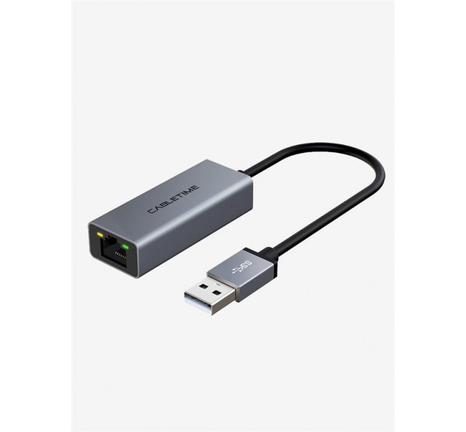 Мережевий адаптер Cabletime USB 100Mbps Ethernet, 0.15m,Space Grey (CB52G)