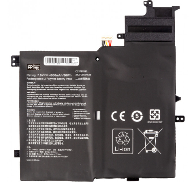 Акумулятор до ноутбука ASUS VivoBook S460UA (C21N1701) 7.6V 4000mAh PowerPlant (NB432080)