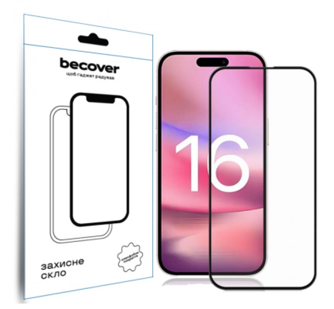 BeCover Скло захисне BeCover Apple iPhone 16 Black (712122)