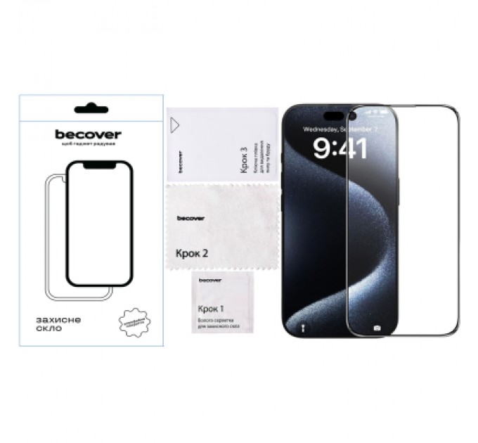 BeCover Скло захисне BeCover Apple iPhone 16 Plus Black (712123)