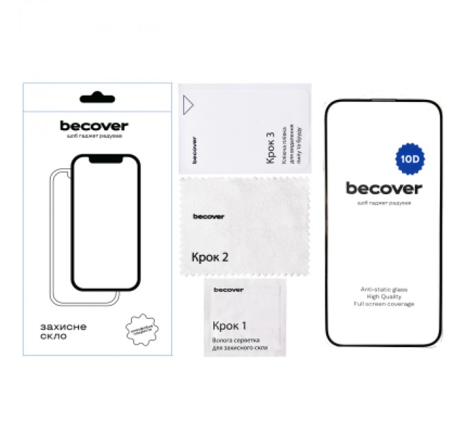 BeCover Скло захисне BeCover Apple iPhone 16 Plus 10D Black (712322)