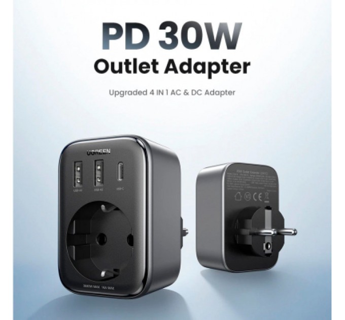 Зарядний пристрій Ugreen 3xUSB 30W Outlet Extender (2хUSB-A+USB-C) CD314 (90613)