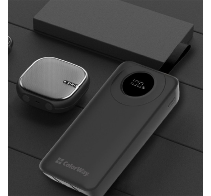 Батарея універсальна ColorWay 30 000 mAh EnergyPlus PD/18W, QC3.0/22.5W, Black (CW-PB300LPB4BK-PDD)