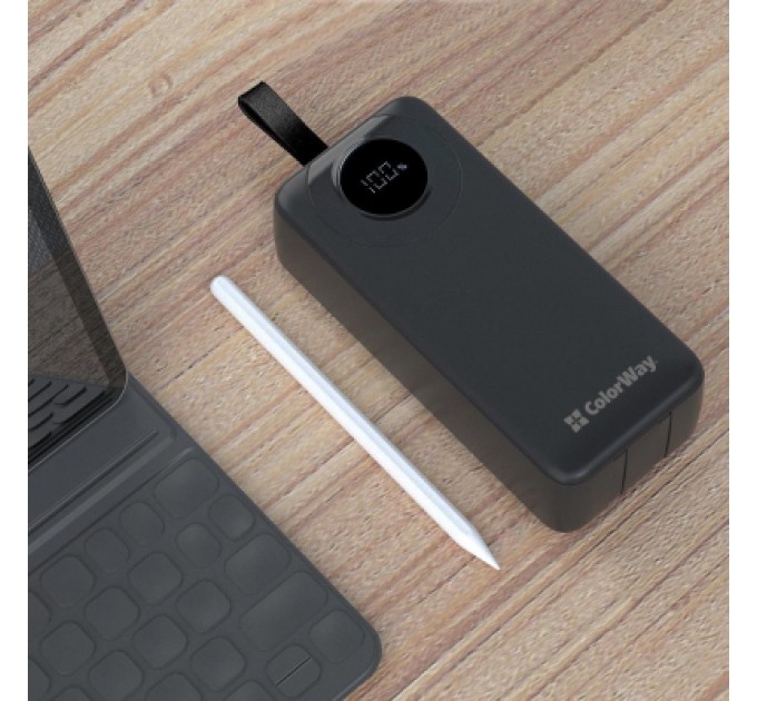 Батарея універсальна ColorWay 30 000 mAh EnergyPlus PD/18W, QC3.0/22.5W, Black (CW-PB300LPB4BK-PDD)