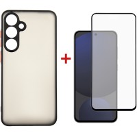 Чохол до мобільного телефона Dengos Samsung Galaxy S24 FE Matte + glass (Black) (DG-KM-117)