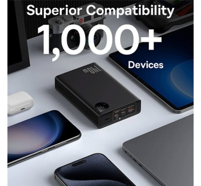 Baseus Батарея універсальна Baseus Adaman Metal Digital Display 24000mAh 140W, Black (P10021508113-00) (P10021507112-02)