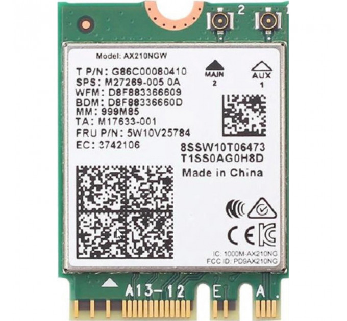Мережева карта Wi-Fi INTEL Wireless-AX 802.11AX+BT5.2 AX210 m.2 (AX210.NGWG)