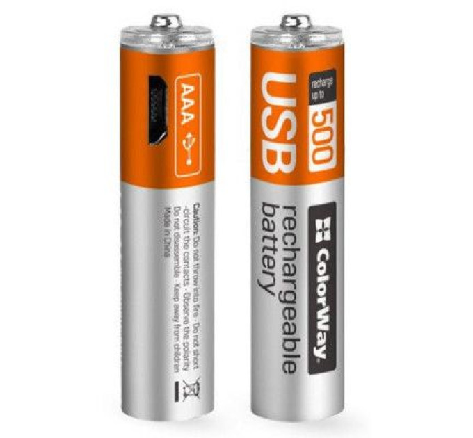 ColorWay Акумулятор ColorWay AAA USB-micro 400 mAh * 2 (CW-UBAAA-01)