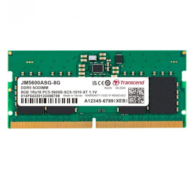 Модуль пам'яті для ноутбука SoDIMM DDR5 8GB 5600 MHz Transcend (JM5600ASG-8G)