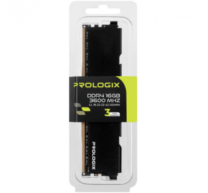 Модуль пам'яті для комп'ютера DDR4 16GB 3600 MHz Black Prologix (PRO16GB3600B4)