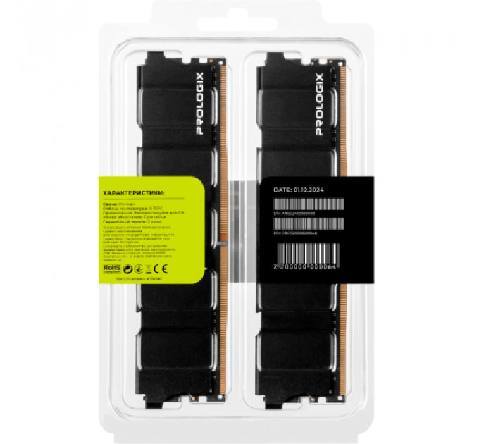 Модуль пам'яті для комп'ютера DDR4 32GB (2x16GB) 3600 MHz Black Prologix (PRO32GB3600B4K)