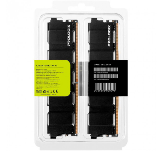 Модуль пам'яті для комп'ютера DDR5 32GB (2x16GB) 6000 MHz Black Prologix (PRO32GB6000B5K)