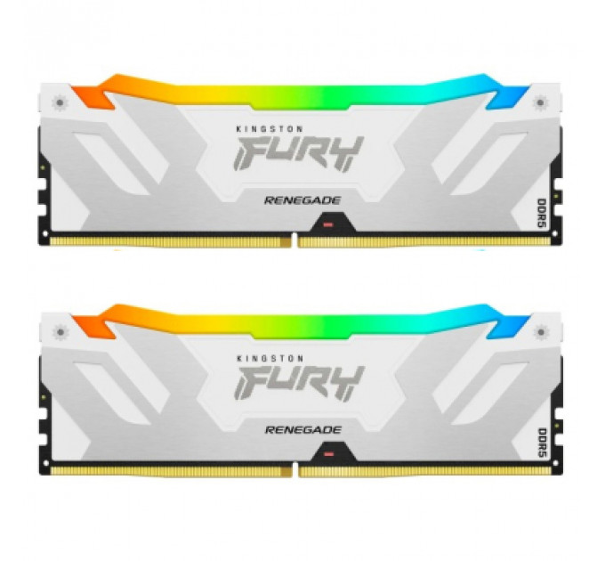 Модуль пам'яті для комп'ютера DDR5 48GB (2x24GB) 8400 MHz Renegade RGB White/Silver Kingston Fury (ex.HyperX) (KF584CU40RWAK2-48)
